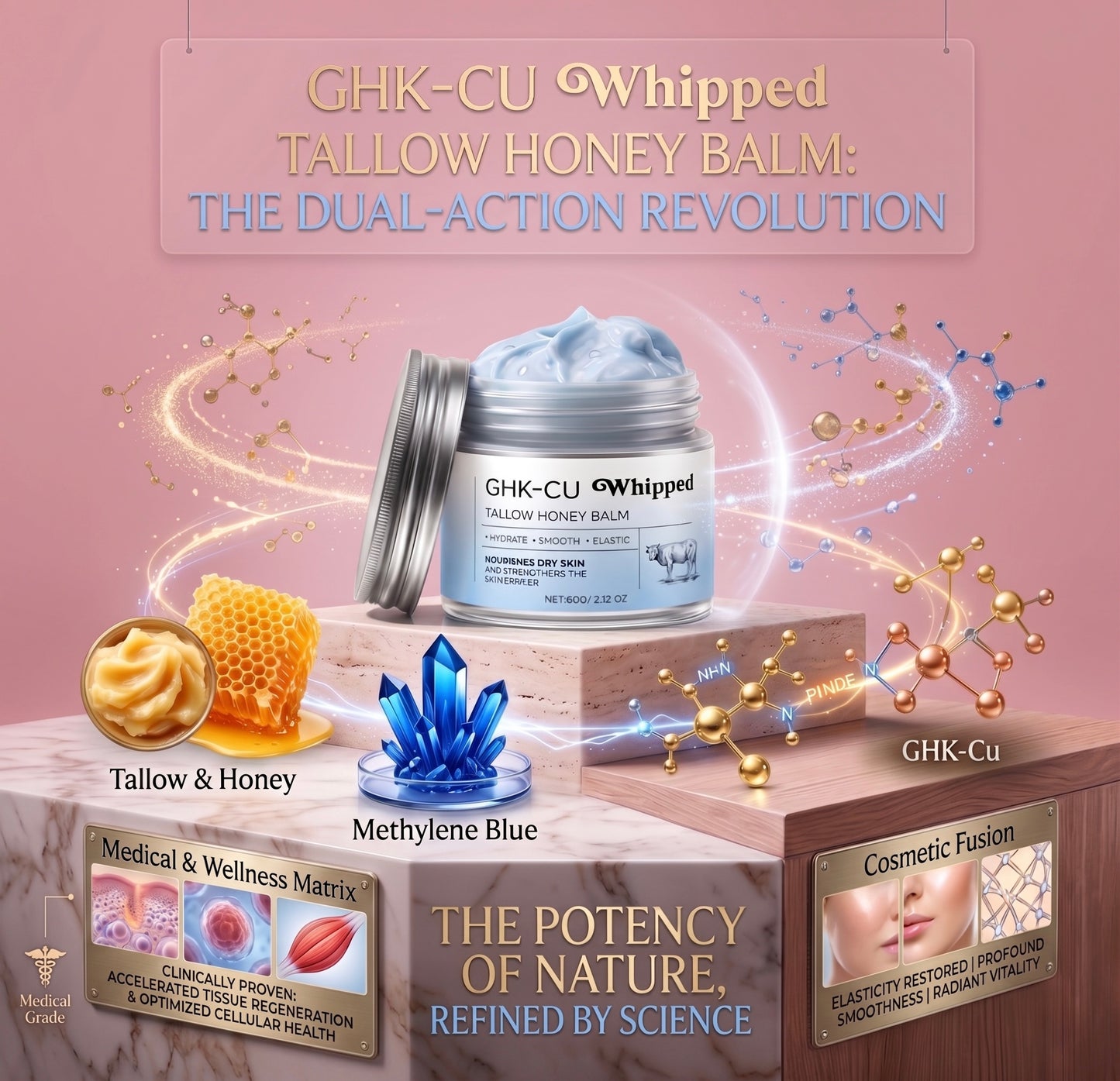 Cellular Repair Balm with Tallow+Manuka Honey, GHK-CU+ Methylene Blue